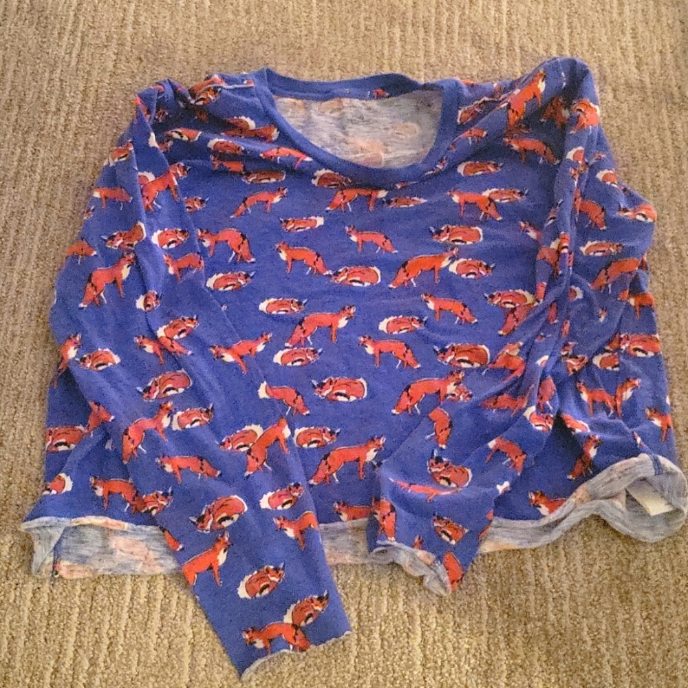 Anthropologie fox print long sleeve tshirt x-large